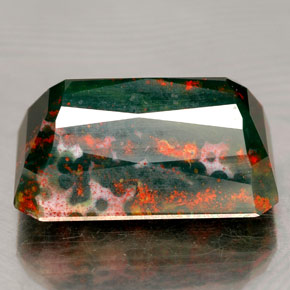 Eliotropio naturale verde da 12,46 ct, taglio smeraldo, opaco