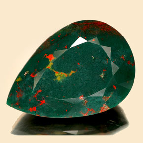Eliotropio naturale verde da 17,50 ct, taglio a pera, opaco