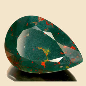Eliotropio naturale verde da 17,50 ct, taglio a pera, opaco
