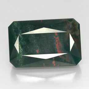 Eliotropio naturale verde da 24,79 ct, taglio smeraldo, opaco
