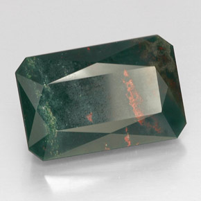 Eliotropio naturale verde da 24,79 ct, taglio smeraldo, opaco