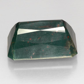 Eliotropio naturale verde da 24,79 ct, taglio smeraldo, opaco