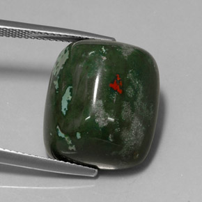 Eliotropio naturale verde da 18,96 ct, taglio a cuscino, opaco