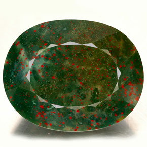 Pietra del sangue Verde maculato naturale da 31.65 ct, Taglio ovale, Opaco