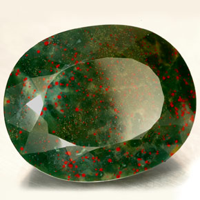 Pietra del sangue Verde maculato naturale da 31.65 ct, Taglio ovale, Opaco