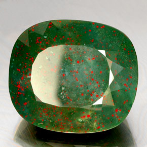 Pietra del sangue Verde maculato naturale da 46.82 ct, Taglio a cuscino, Opaco