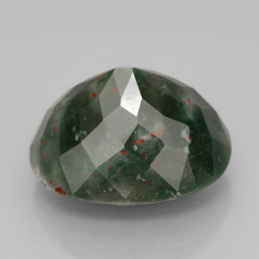 Pietra del sangue Verde maculato naturale da 12.17 ct, Taglio ovale, Opaco