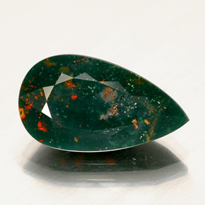 Pietra del sangue Verde maculato naturale da 9.31 ct, Forma a pera, Opaco