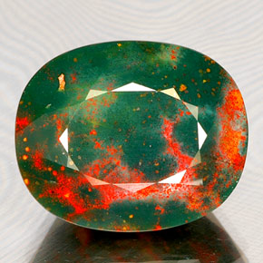 Eliotropio naturale verde da 19,44 ct, taglio ovale, opaco