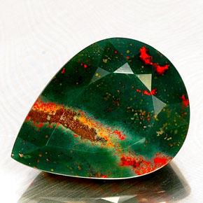 Eliotropio naturale verde da 16,93 ct, taglio a pera, opaco