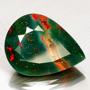 Eliotropio naturale verde da 16,93 ct, taglio a pera, opaco