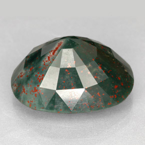 Pietra del sangue Verde maculato naturale da 14.47 ct, Taglio ovale, Opaco
