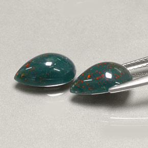 Gemme di Pietra del sangue Verde maculato naturale da  ct, Forma a pera, Opaco