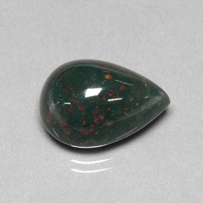 Pietra del sangue Verde maculato naturale da 8.95 ct, Forma a pera, Opaco