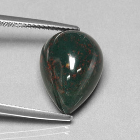 Pietra del sangue Verde maculato naturale da 8.95 ct, Forma a pera, Opaco