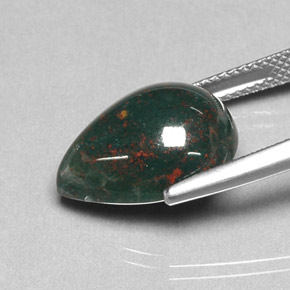 Pietra del sangue Verde maculato naturale da 8.95 ct, Forma a pera, Opaco