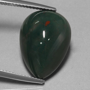 Eliotropio naturale verde da 11,41 ct, taglio a pera, opaco