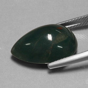 Eliotropio naturale verde da 11,41 ct, taglio a pera, opaco
