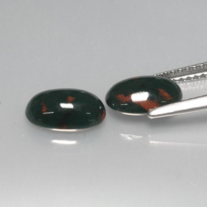 Gemme di Pietra del sangue Verde maculato naturale da  ct, Taglio ovale, Opaco