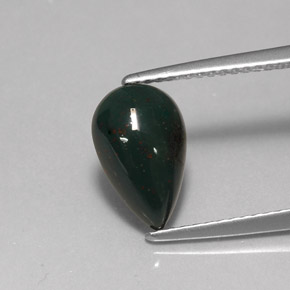 Eliotropio naturale verde da 1,66 ct, taglio a pera, opaco