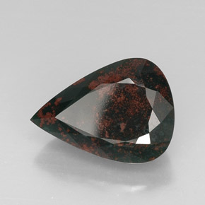 Pietra del sangue Verde maculato naturale da 15.66 ct, Forma a pera, Opaco