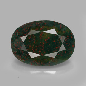 Pietra del sangue Verde maculato naturale da 6.11 ct, Taglio ovale, Opaco