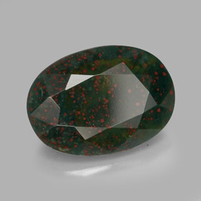 Pietra del sangue Verde maculato naturale da 6.11 ct, Taglio ovale, Opaco