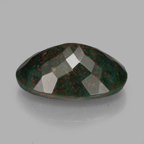 Pietra del sangue Verde maculato naturale da 6.11 ct, Taglio ovale, Opaco