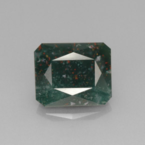 Eliotropio naturale verde da 8,62 ct, taglio smeraldo, opaco