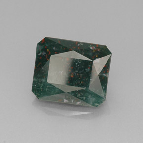 Eliotropio naturale verde da 8,62 ct, taglio smeraldo, opaco