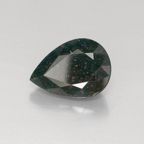Eliotropio naturale verde da 6,96 ct, taglio a pera, opaco