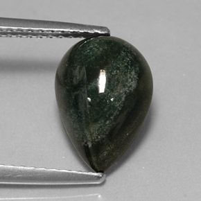 Eliotropio naturale verde da 2,71 ct, taglio a pera, opaco