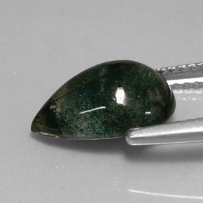 Eliotropio naturale verde da 2,71 ct, taglio a pera, opaco