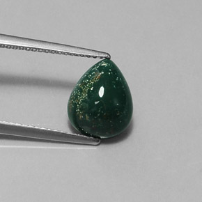 Eliotropio naturale verde da 2,88 ct, taglio a pera, opaco