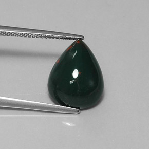 Eliotropio naturale verde da 6,05 ct, taglio a pera, opaco