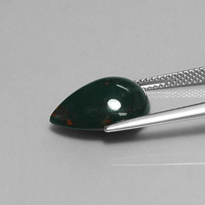 Eliotropio naturale verde da 6,05 ct, taglio a pera, opaco