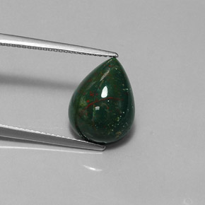 Eliotropio naturale verde da 5,86 ct, taglio a pera, opaco