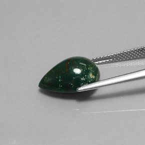 Eliotropio naturale verde da 5,86 ct, taglio a pera, opaco