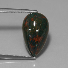 Eliotropio naturale verde da 5,89 ct, taglio a pera, opaco