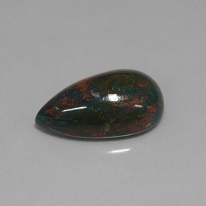 Eliotropio naturale verde da 5,89 ct, taglio a pera, opaco