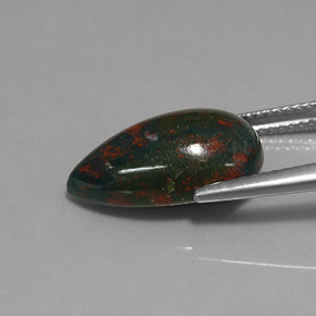 Eliotropio naturale verde da 5,89 ct, taglio a pera, opaco