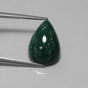 Eliotropio naturale verde da 9,87 ct, taglio a pera, opaco