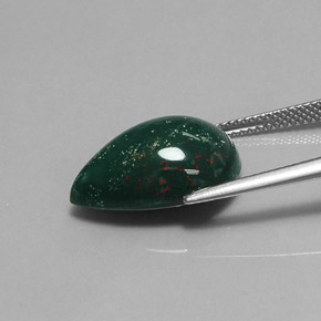 Eliotropio naturale verde da 9,87 ct, taglio a pera, opaco
