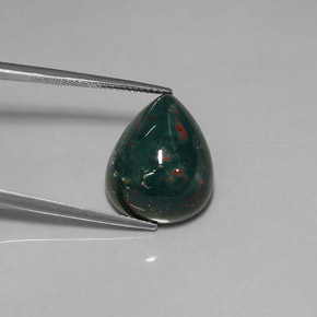 Eliotropio naturale verde da 15,43 ct, taglio a pera, opaco