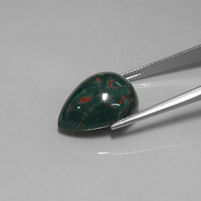 Eliotropio naturale verde da 15,43 ct, taglio a pera, opaco