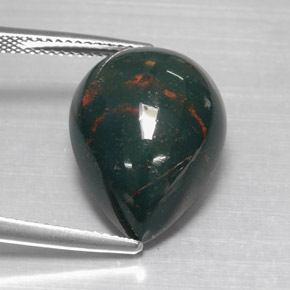 Eliotropio naturale verde da 12,07 ct, taglio a pera, opaco