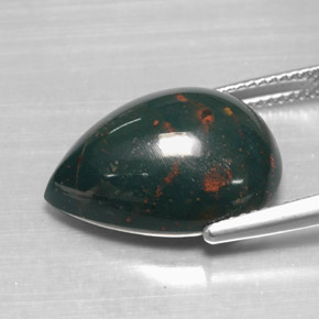 Eliotropio naturale verde da 12,07 ct, taglio a pera, opaco