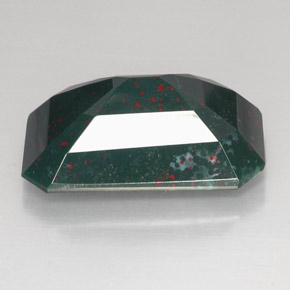 Pietra del sangue Verde maculato naturale da 34.37 ct, Taglio smeraldo, Opaco