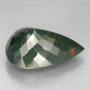 Eliotropio naturale verde da 46,95 ct, taglio a pera, opaco