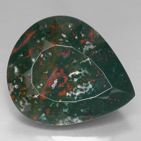 Eliotropio naturale verde da 74,01 ct, taglio a pera, opaco